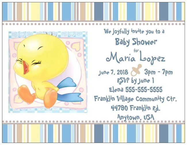 Tweety Bird Baby Shower Invitations Custom Baby Boy Tweety Bird Shower Invitations Flat Cards