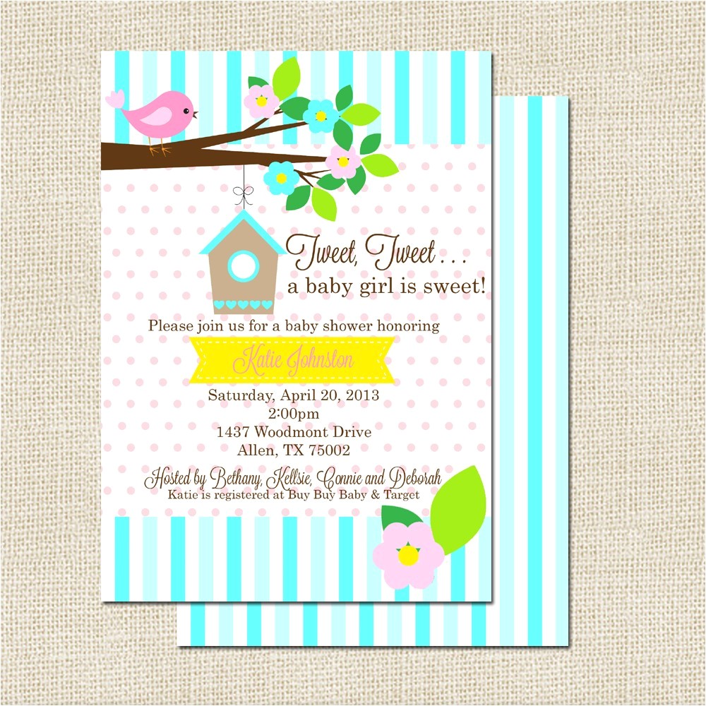 Tweety Bird Baby Shower Invitations Invitation for Baby Shower Cozy Bird Baby Shower