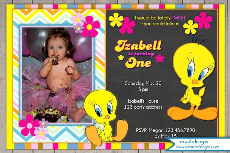 Tweety Bird Baby Shower Invitations Tweety Bird Birthday Invitation