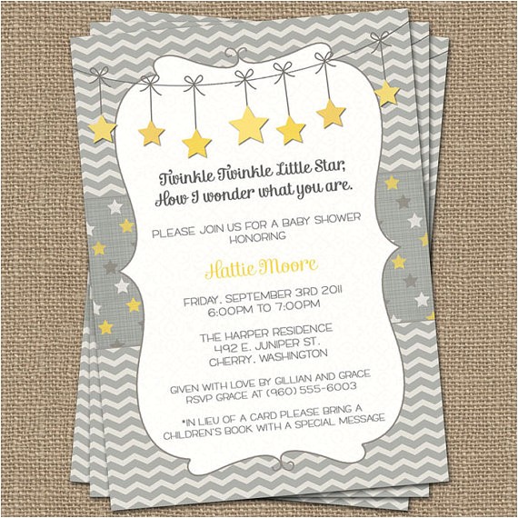 Twinkle Twinkle Little Star Baby Shower Invitation Wording Twinkle Twinkle Little Star Baby Shower Invite Yellow