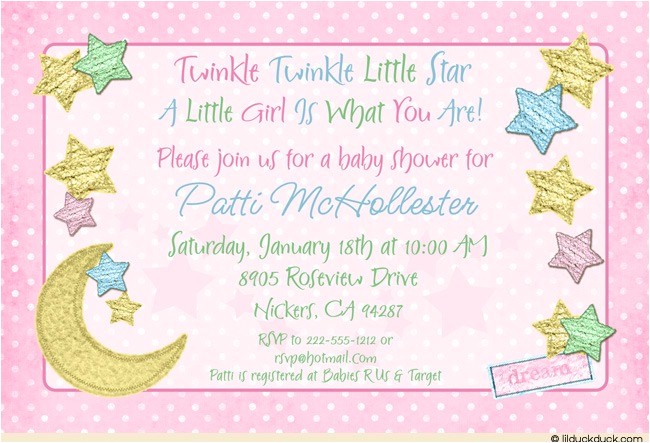 Twinkle Twinkle Little Star Girl Baby Shower Invitations Twinkle Twinkle Little Star Baby Shower Invitation Moon