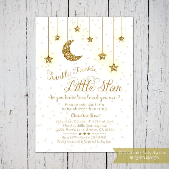 Twinkle Twinkle Little Star Girl Baby Shower Invitations Twinkle Twinkle Little Star Baby Shower Invitation