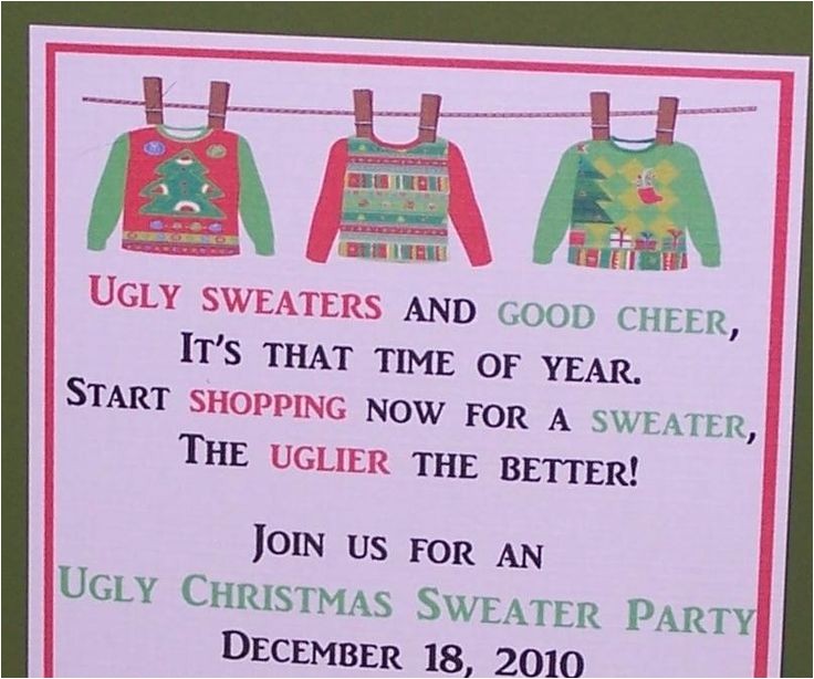 Ugly Sweater Party Invites Wording Invitations Ugly Sweater Party Christmas Set Of 10