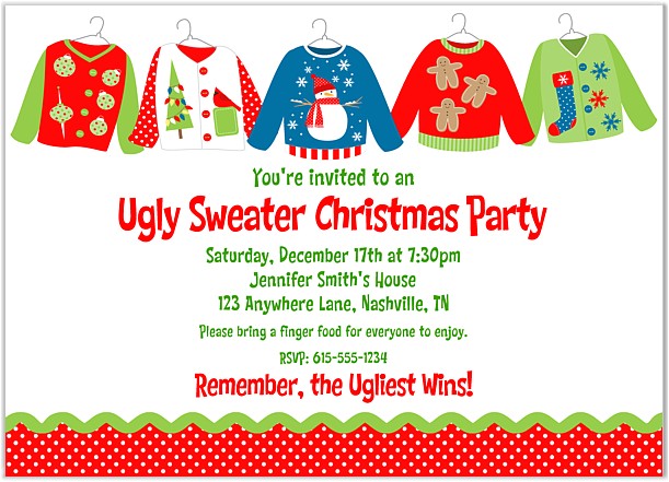 Ugly Sweater Party Invites Wording Lady Scribes Tis the Season for Ugly Sweaters