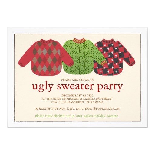 Ugly Sweater Party Invites Wording Tacky Sweater Christmas Party Invitation Wording Long