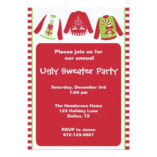 Ugly Sweater Party Invites Wording Ugly Christmas Sweater Party Invitations