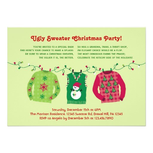Ugly Sweater Party Invites Wording Ugly Sweater Christmas Party Invitation