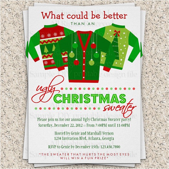 Ugly Xmas Sweater Party Invites Free Printable Ugly Christmas Sweater Party Invitations