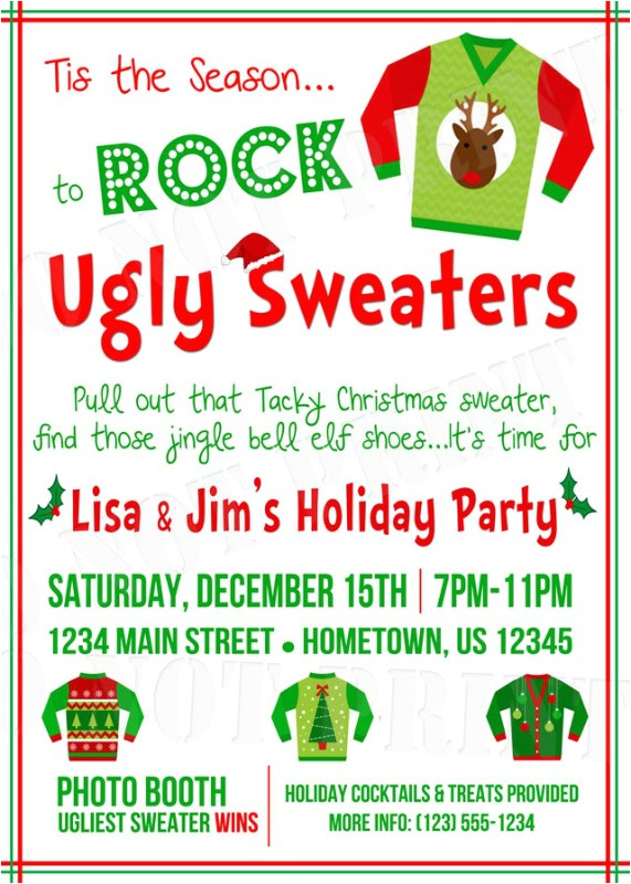 Ugly Xmas Sweater Party Invites Personalized Printable Invitations