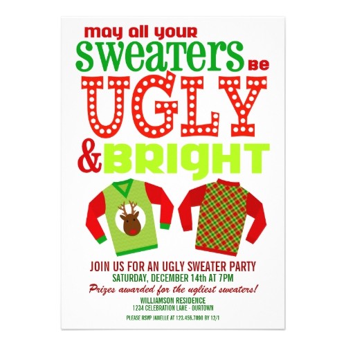 Ugly Xmas Sweater Party Invites Ugly Christmas Sweater Party Invitations