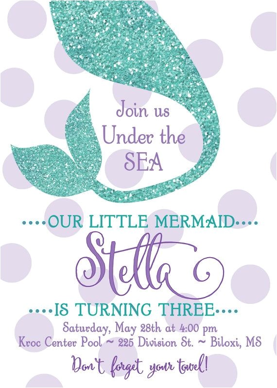 Under the Sea Birthday Invitations Free Printable Mermaid Birthday Invitation Quot Under the Sea Quot Digital