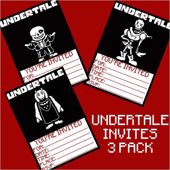 Undertale Birthday Invitations Undertale Birthday Invitations 3 Pack Digital Download 5×7