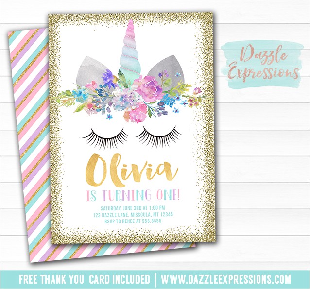 Unicorn Birthday Invites Free Printable Unicorn Face and Gold Glitter Birthday
