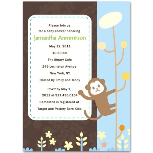 Unique Boy Baby Shower Invitations Unique Monkey Baby Boy Shower Invitations Bs081