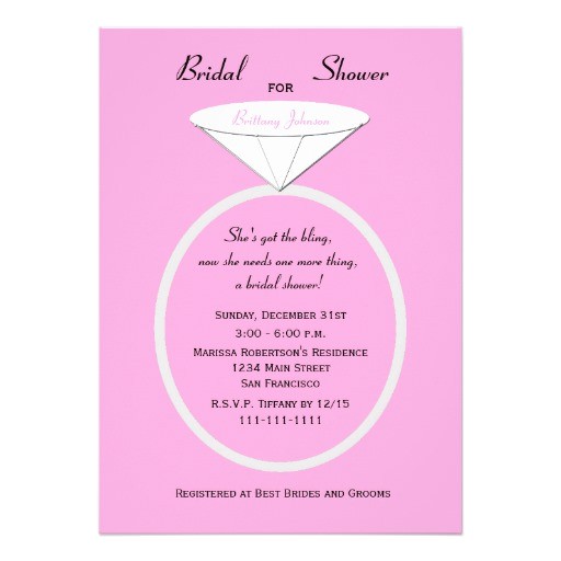Unique Bridal Shower Invites Unique Ring Bridal Shower Invitation On Pink 5" X 7