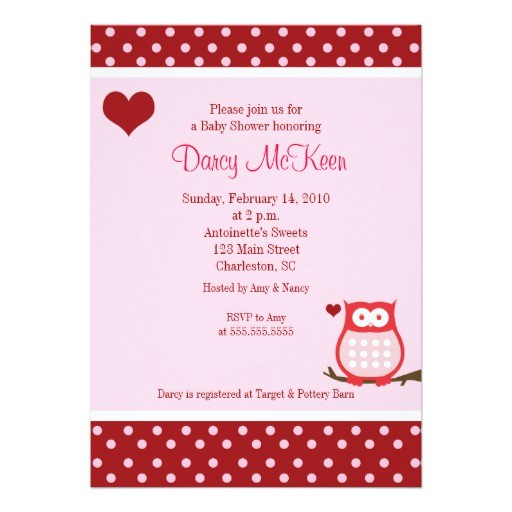 Valentine Baby Shower Invitations Owl Valentine S Day Heart Baby Shower Invitation