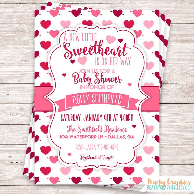 Valentine Baby Shower Invitations Printable Little Sweetheart Baby Shower Invitation