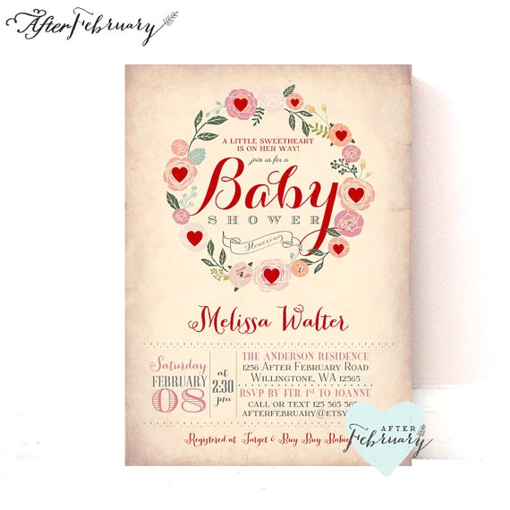 Valentine Baby Shower Invitations Valentine Baby Shower Invitation Baby Shower by afterfebruary