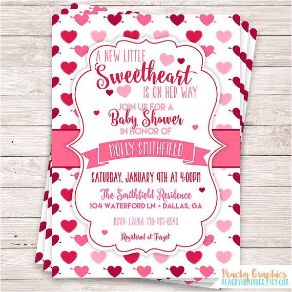 Valentine S Day Baby Shower Invitations Printable Little Sweetheart Baby Shower Invitation