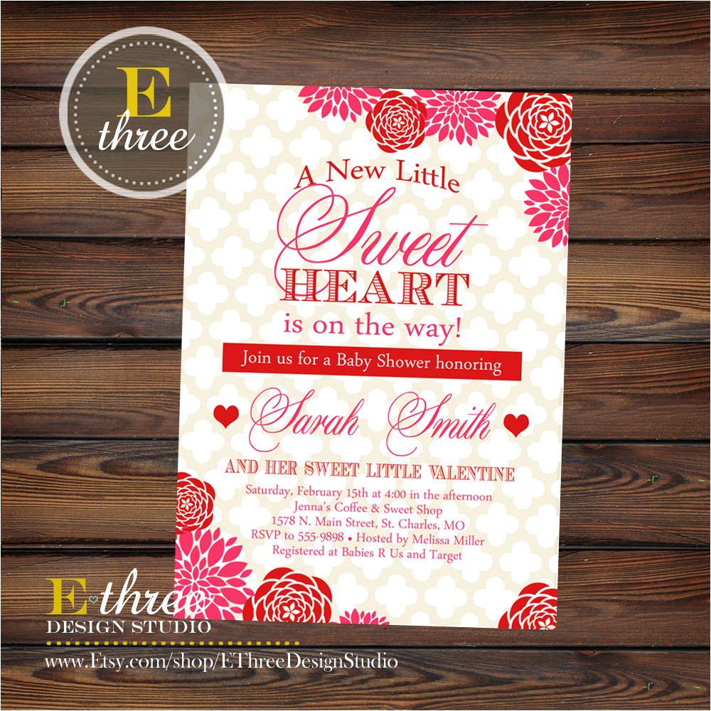 Valentine S Day Baby Shower Invitations Printable Valentine S Baby Shower Invitation Red and