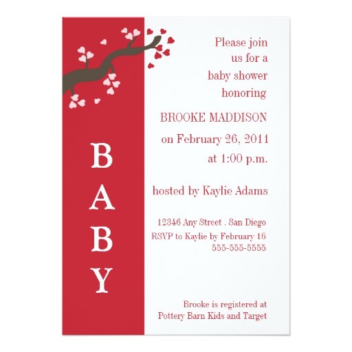 Valentine S Day Baby Shower Invitations Valentine Tree Baby Shower Invitation