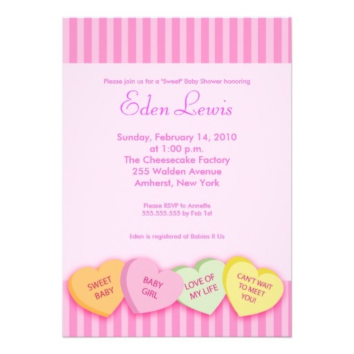 Valentine S Day Baby Shower Invitations Valentines Day Conversation Heart Baby Shower 5×7 Paper