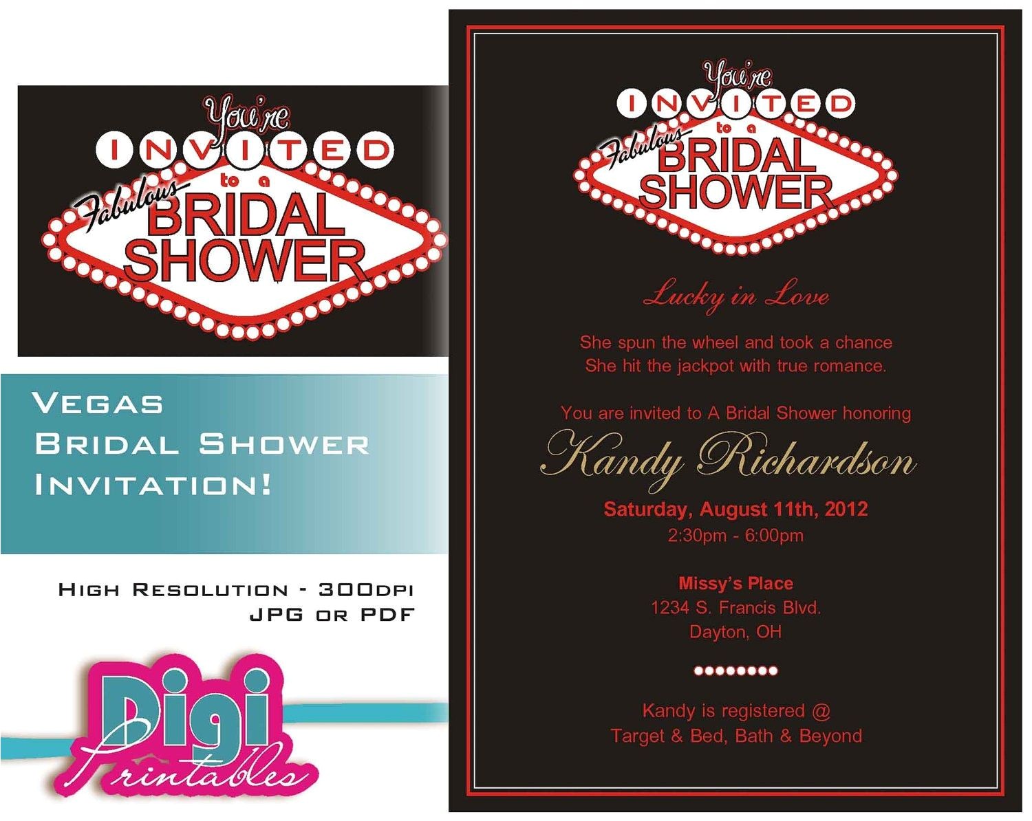 Vegas Bridal Shower Invitations Las Vegas themed Wedding Shower Invitations Vegas Bridal Shower Invitations Las Vegas themed Wedding Shower Invitations