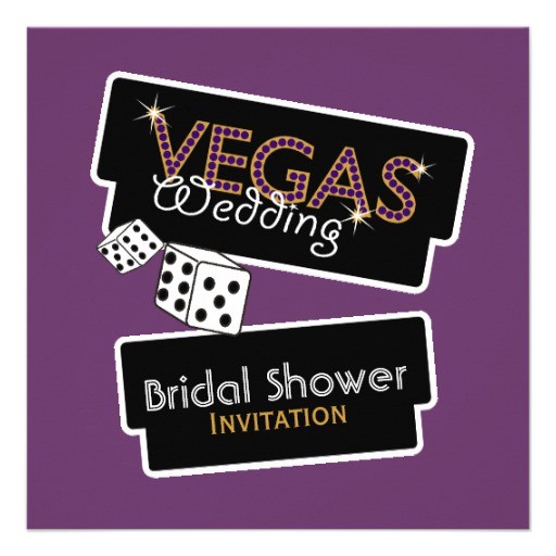 Vegas Bridal Shower Invitations Vegas Lights Purple Bridal Shower Invitation