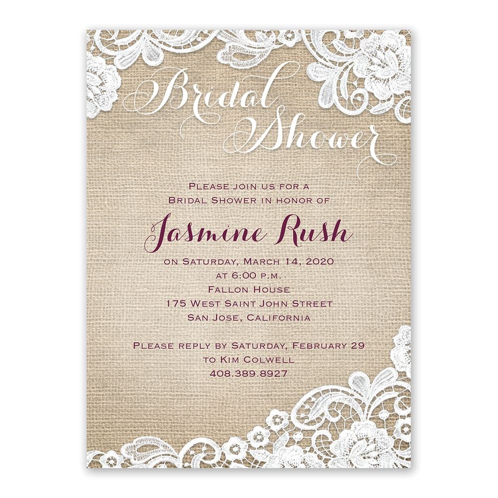 Very Cheap Bridal Shower Invitations Burlap and Lace Bridal Shower Invitation