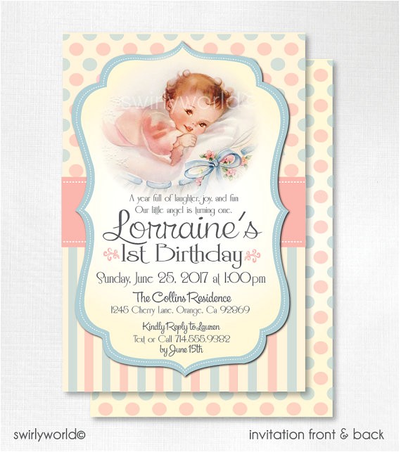 Vintage 1st Birthday Party Invitations Vintage 1st Birthday Invitations Retro 1950s First Birthday