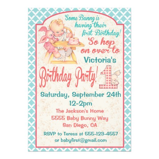 Vintage 1st Birthday Party Invitations Vintage Baby S First Birthday Party Invitation