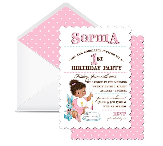 Vintage 1st Birthday Party Invitations Vintage First Birthday Girl Invitations by Loralee Lewis