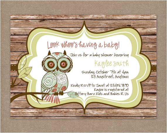 Vintage Owl Baby Shower Invitations Owl Baby Shower Invitation Owl Baby Shower Rustic