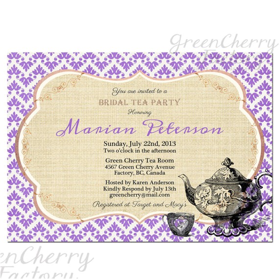 Vintage Tea Party Baby Shower Invites Items Similar to Tea Party Invitation Retro Vintage