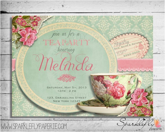 Vintage Tea Party Baby Shower Invites Vintage Tea Cup Bridal Shower Baby Shower Birthday