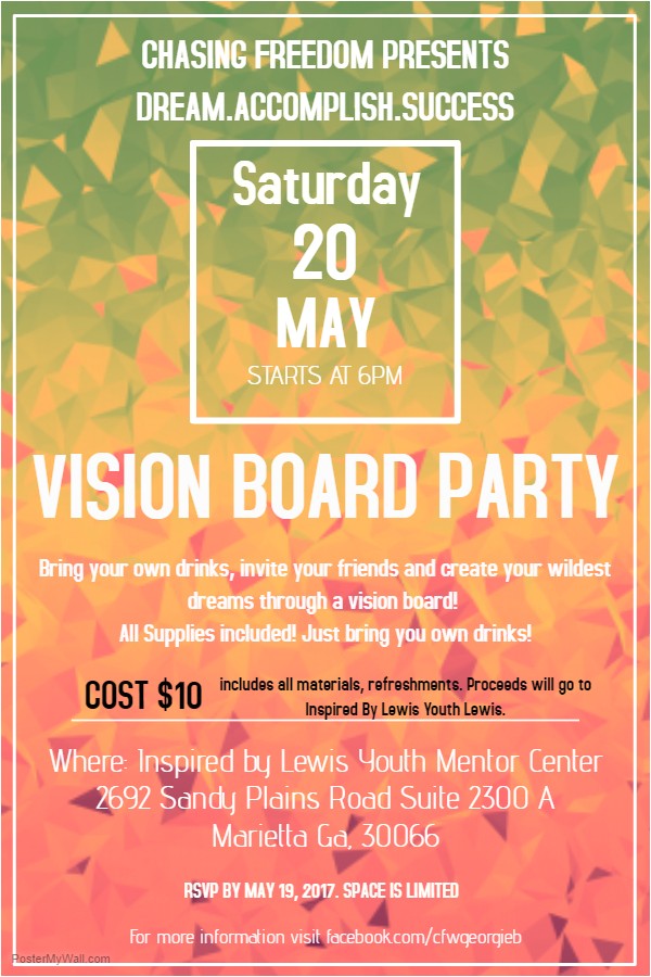 Vision Board Party Invitation byob Vision Board Party Tickets Sat May 20 2017 at 6