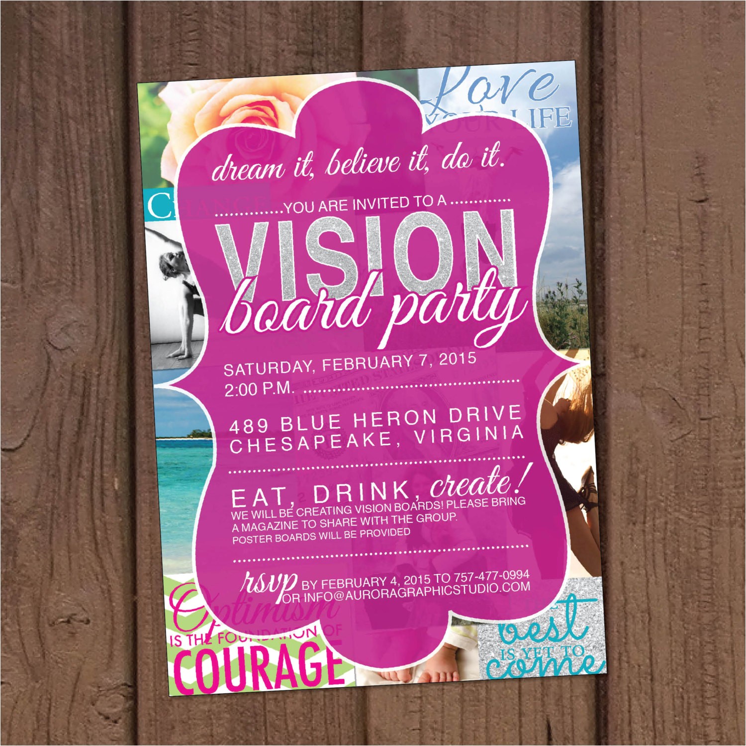 Vision Board Party Invitation Template Vision Board Party Invitation