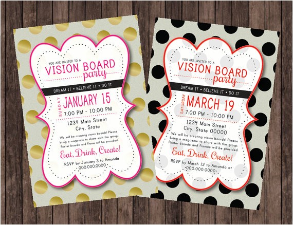 Vision Board Party Invitation Template Vision Board Party Polka Dot Invitation Vision Board Party Invitation Template Vision Board Party Polka Dot Invitation