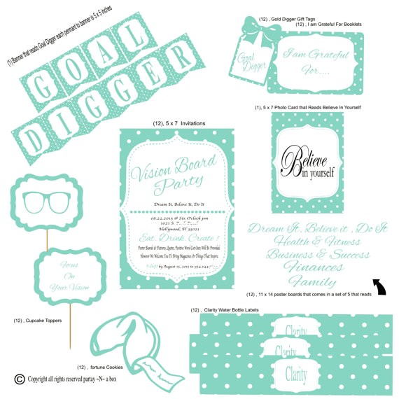 Vision Board Party Invitation Vision Board Party Package Vision Board Invitations by