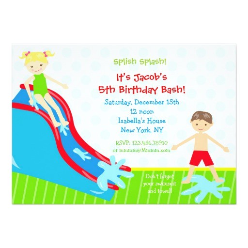 Water Slide Birthday Party Invitations Water Slide Waterslide Birthday Invitations