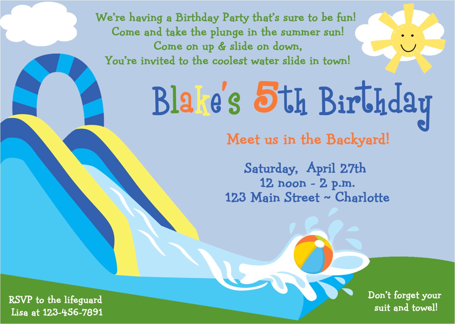 Water Slide Party Invitations Inflatable Water Slide Clip Art 49