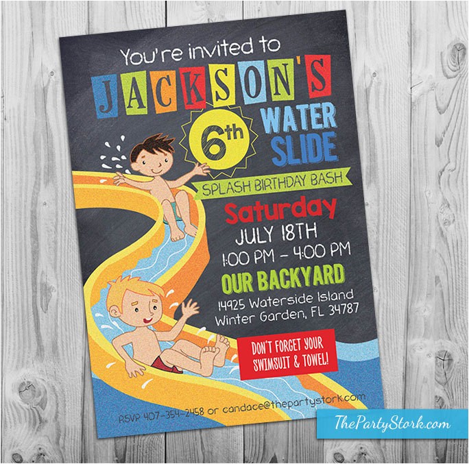 Water Slide Party Invitations Water Slide Party Invitation Printable Birthday Invite for