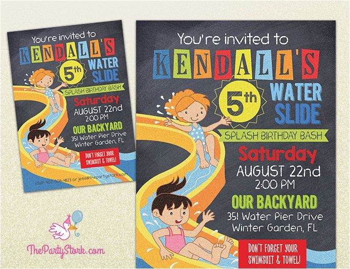 Water Slide Party Invitations Water Slide Party Invitation Printable Birthday Invite