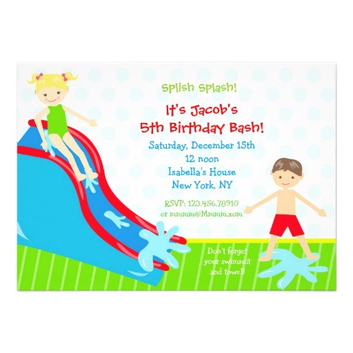 Water Slide Party Invitations Water Slide Waterslide Birthday Invitations 5 Quot X 7