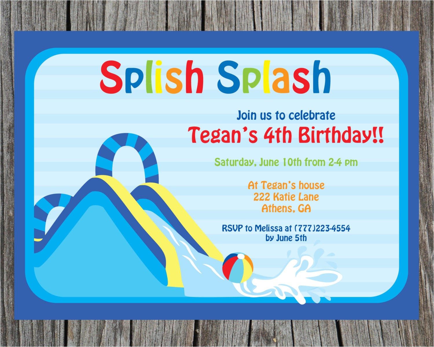 Water Slide Party Invitations Waterslide Party Waterslide Invite Water Fun Invitation