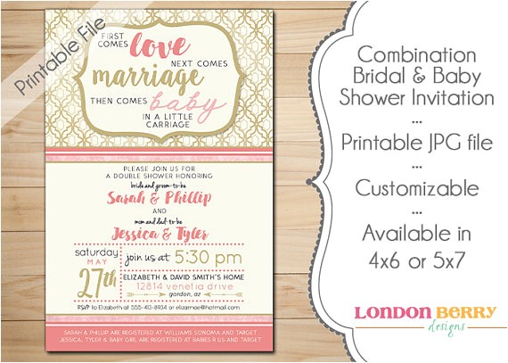 Wedding and Baby Shower Combined Invitations Bination Bridal &amp; Baby Shower Invitation