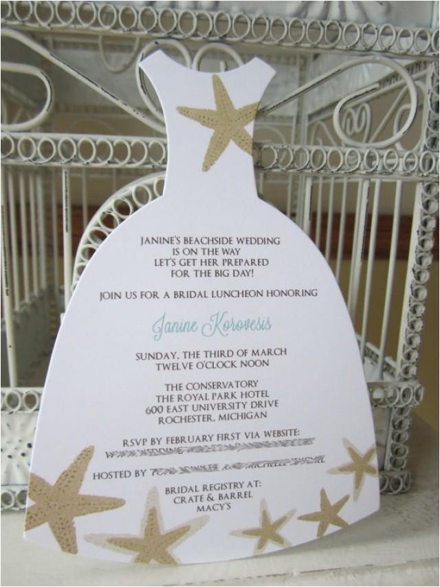 Wedding Dress Cut Out Bridal Shower Invitations Beach theme Star Fish Bridal Shower Invitation Custom Wedding Dress Cut Out Bridal Shower Invitations Beach theme Star Fish Bridal Shower Invitation Custom