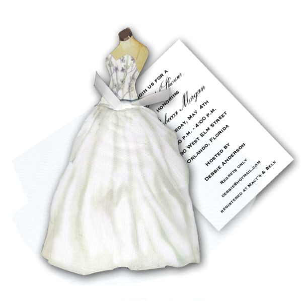 Wedding Dress Cut Out Bridal Shower Invitations Diecut Gown with Floral Bodice Bridal Shower Invitations Wedding Dress Cut Out Bridal Shower Invitations Diecut Gown with Floral Bodice Bridal Shower Invitations