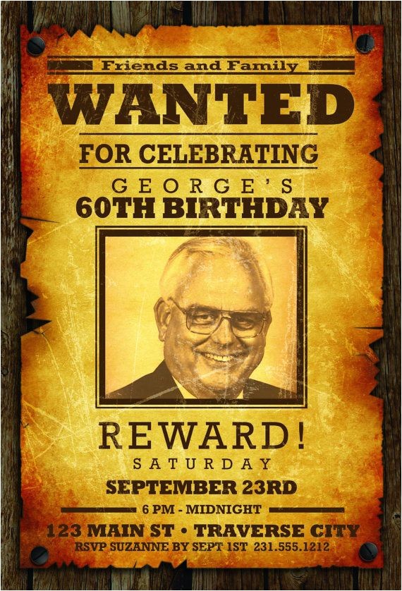 Western Birthday Invitations for Adults Wanted Birthday Invitation Western Cowboy Wanted Poster