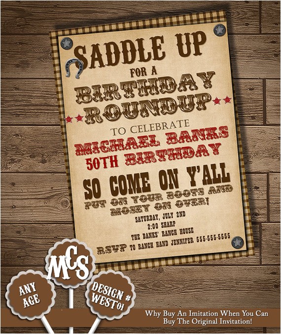 Western Birthday Invitations for Adults Western Invitation 4th Of July Invitation by